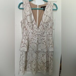 BCBGMaxAzria Cream Backless Dress with Shimmer